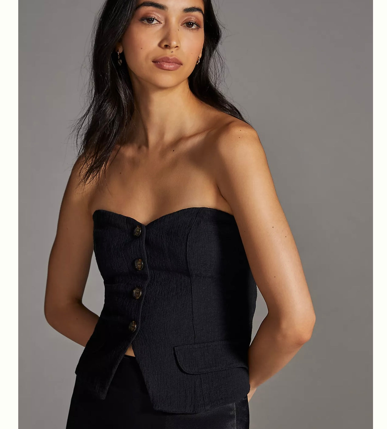 Anthropologie Black Corset Tube Top - XS