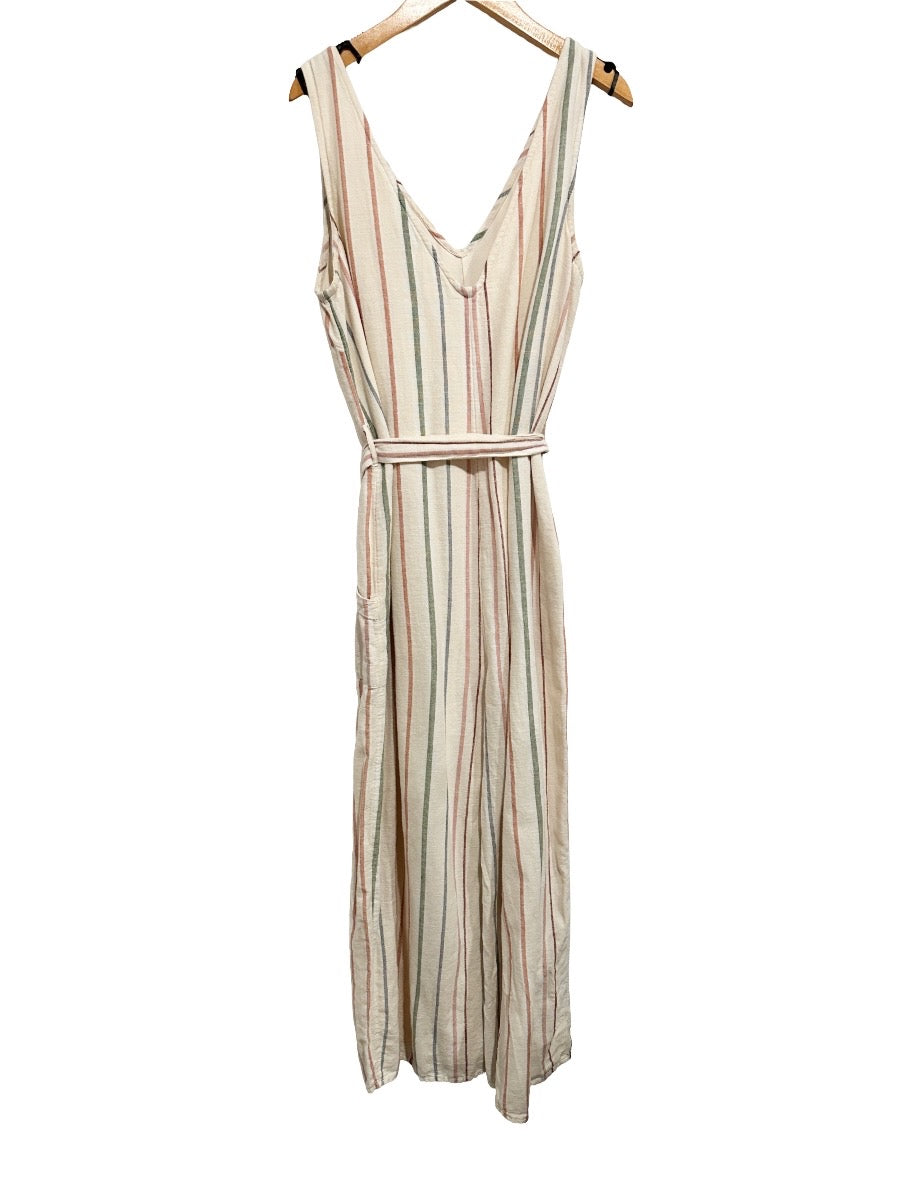 American Eagle Multicolor Striped V-Neck Jumpsuit - Medium