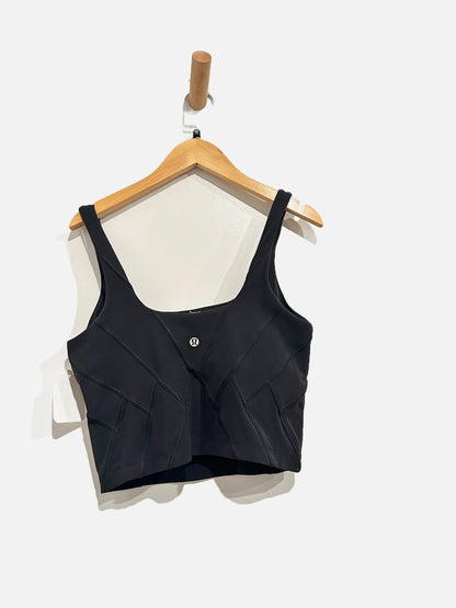 Lululemon Nulu Fold Tight Crop Yoga Tank Top in Black- 8