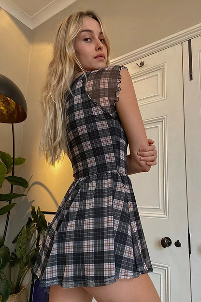 Urban Outfitters Plaid Ruffle Romper - Small