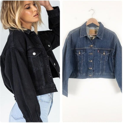 Levi’s NWT Pleat Sleeve Cropped Trucker Denim Jacket Size XS