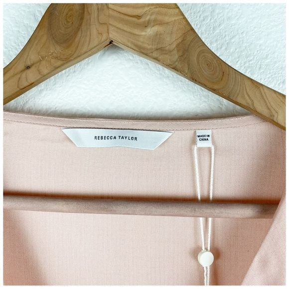 Rebecca Taylor Drawstring Long Sleeve Blouse in Blush Size 6