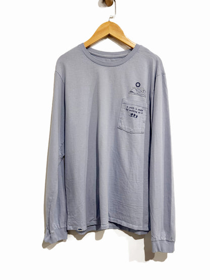 Patagonia Unisex 50 Year Recycled Cotton Pocket Long Sleeve T-Shirt in Pale Periwinkle - S/M