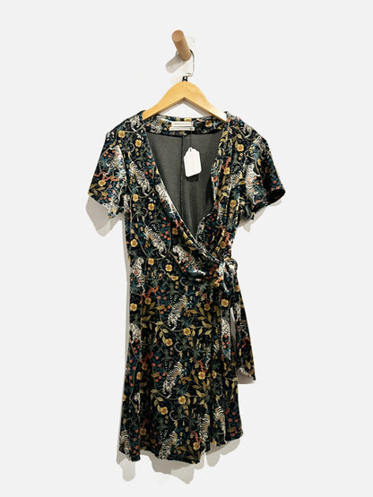 Urban Outfitters Black Velvet Mini Wrap Dress - XS