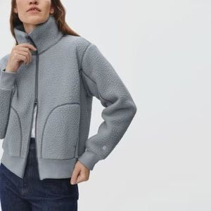 Everlane Blue Shearling Zip Up - Medium