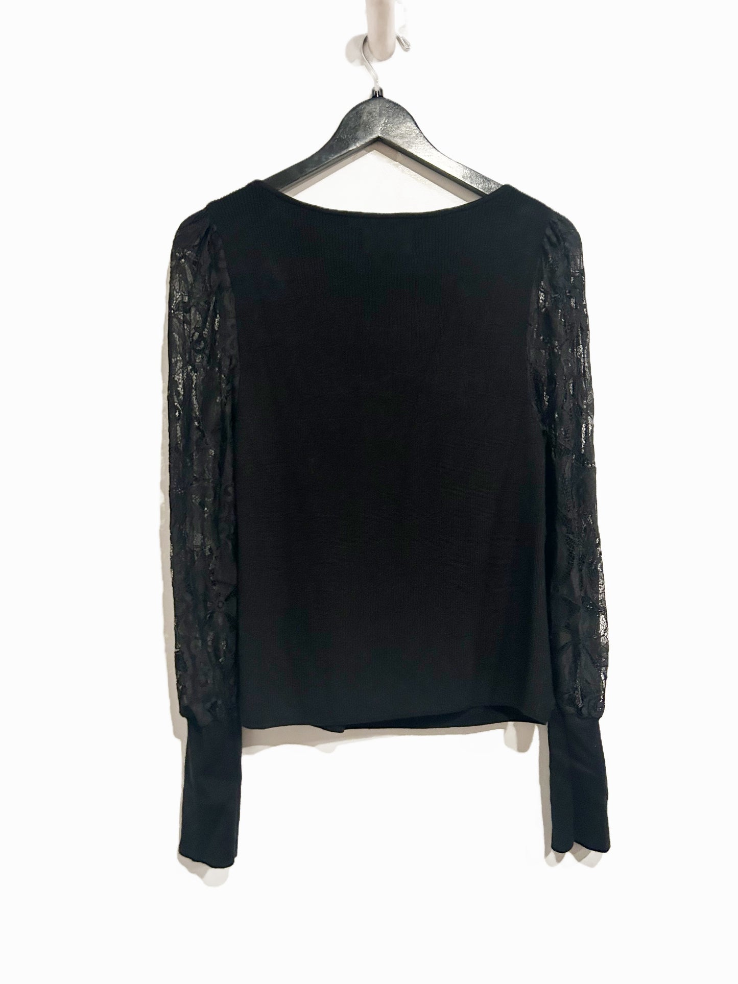Anthropologie Lace Sleeve Sweater in Black - Large