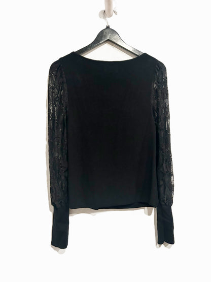 Anthropologie Lace Sleeve Sweater in Black - Large