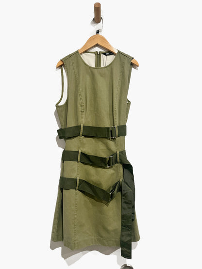 Zara Green Belted Waxed Mini Dress - Large