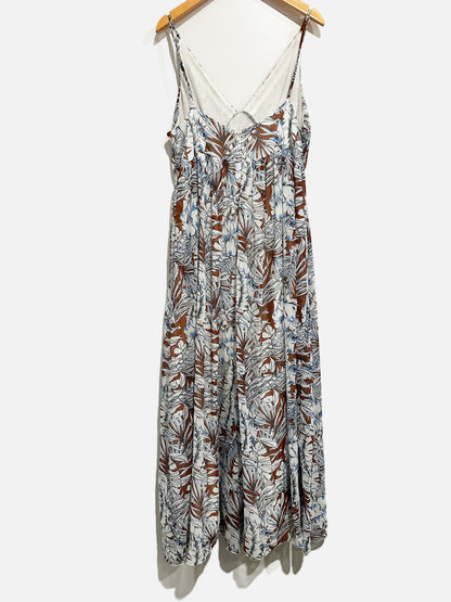 Beulah Brown/Blue Floral Maxi Dress - Large