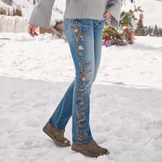 Driftwood Kelly Highland Floral Embroidered Bootcut Jeans - 31
