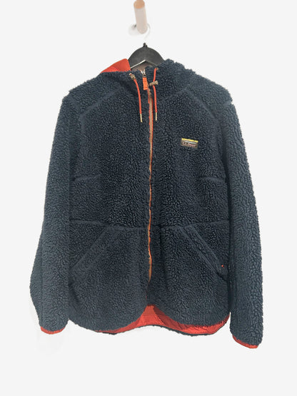 LL Bean Mountain Pile Fleece Coat in Carbon Navy - Large
