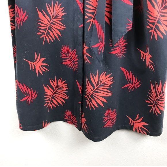 Soft Surroundings Navy/Red Leaf Print Dress Size Petite Large