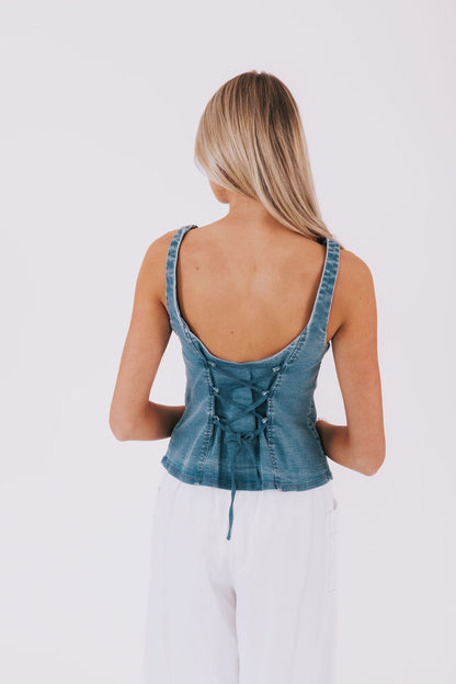Free People A Moment In Time Denim Vest - Small
