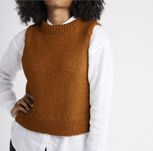 Zara Brown Sleeveless Sweater -Small