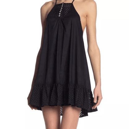 Free People Calico Trapeze Mini Dress in Black - XS
