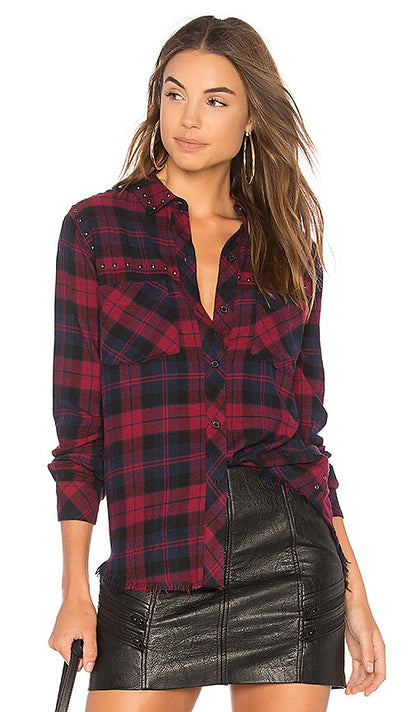 Rails Rex Studded Shirt in Scarlet Navy Coal - Small