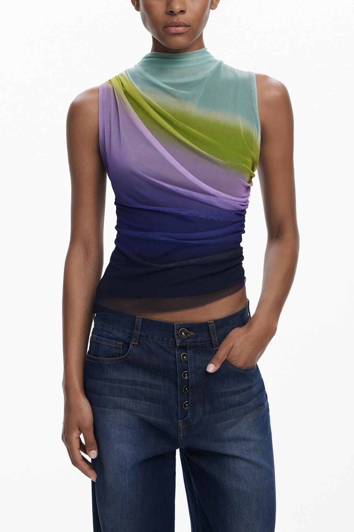 Desigual Gradient Tulle Top - Large