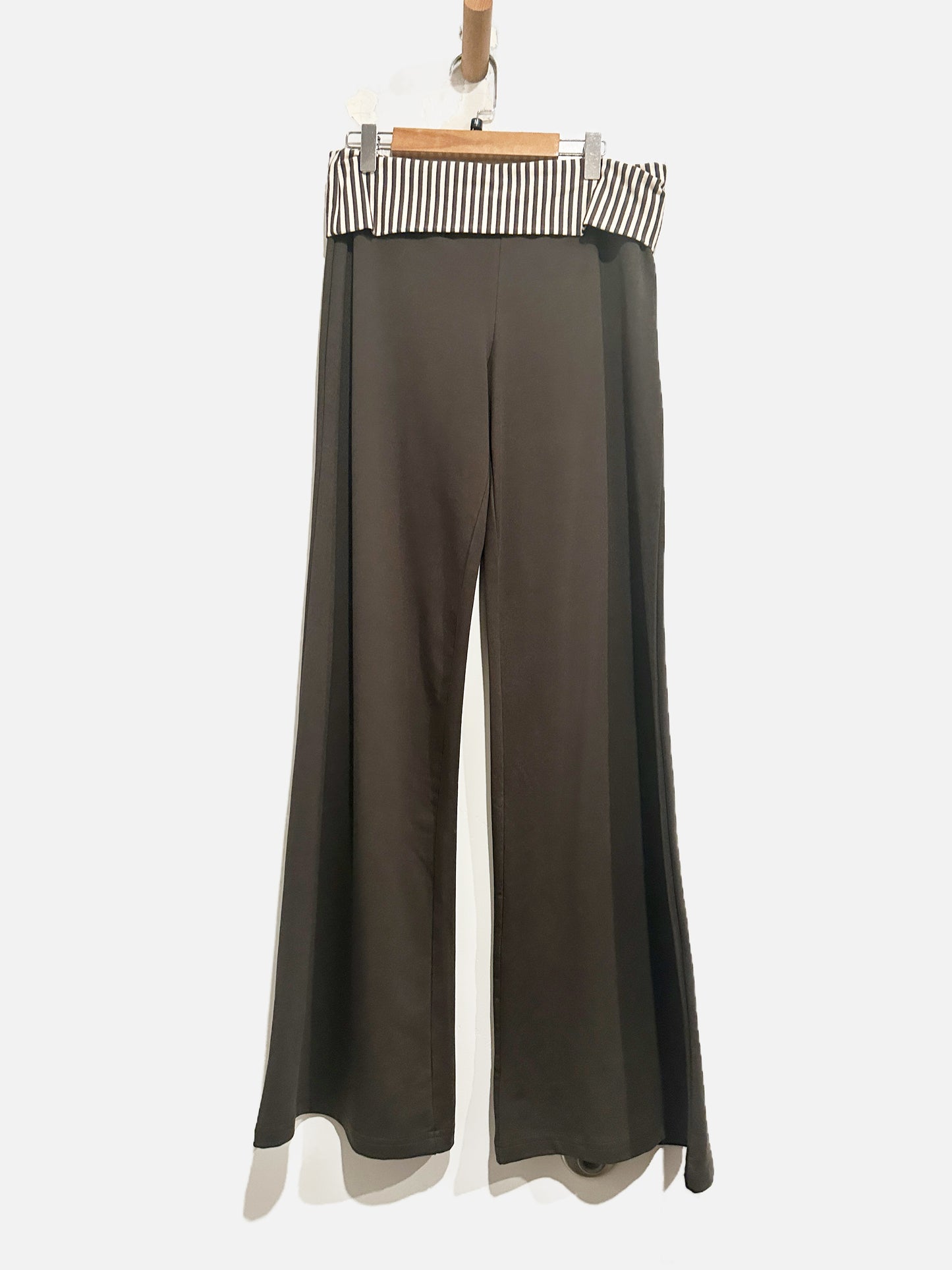 Edikted Meshey Striped Foldover Pants in Dark Gray - Medium