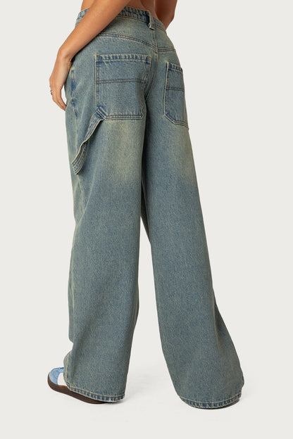 Edikted Carpenter Low Rise Baggy  Jeans - Medium