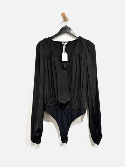 Free People Black V Neck Bodysuit - XS
