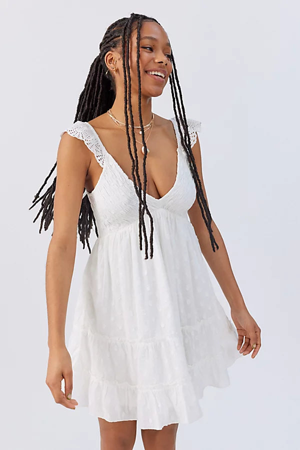 Urban Outfitters Malta Flutter Sleeve Mini Dress - Medium