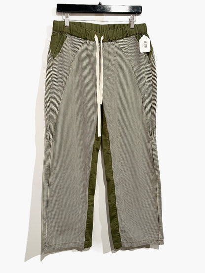 Peihot Green Stripe Wide Leg Pants - Medium