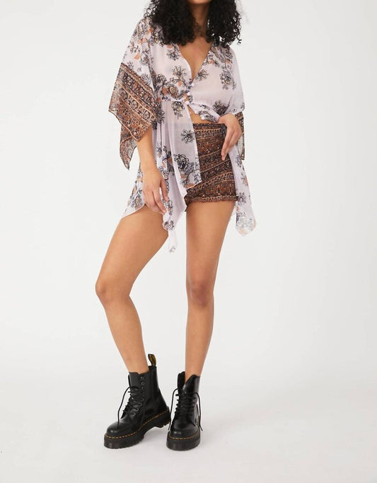 $$ Free People Brown/Navy Smocked Shorts - Medium