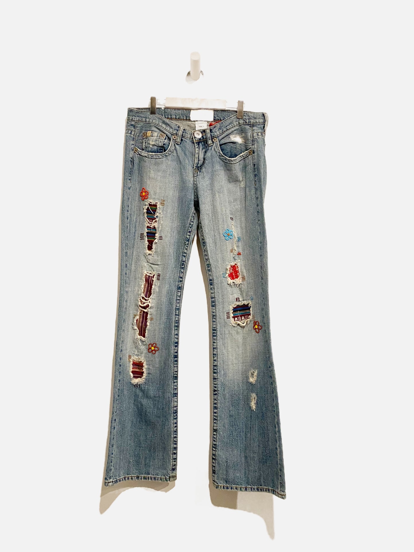 Z Cavaricci Y2K Patchwork Beaded Bootcut Jeans - 9