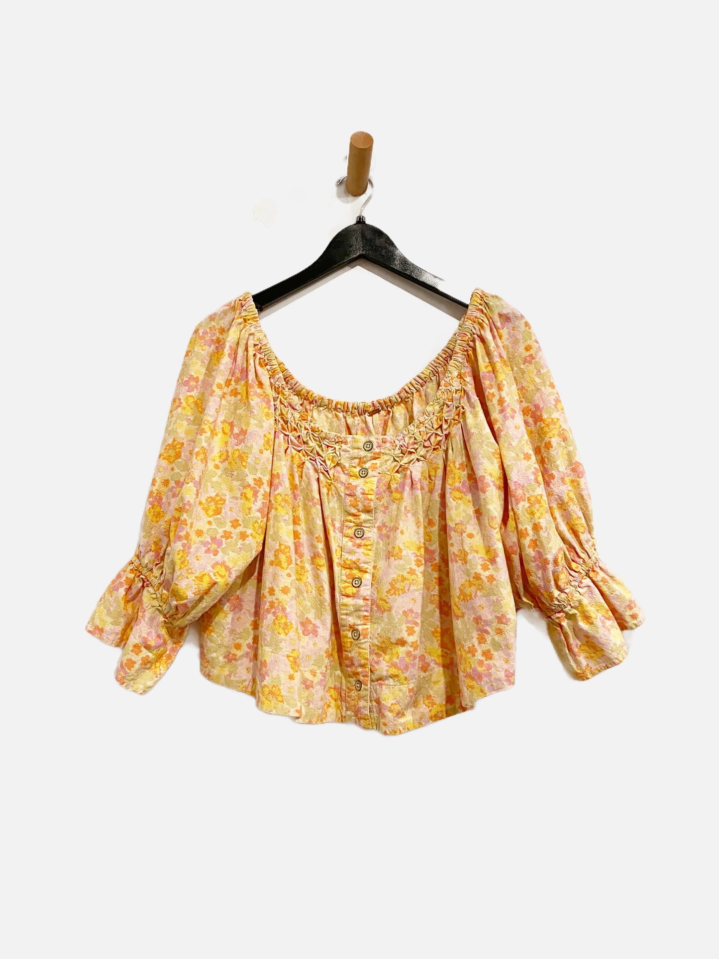 Free People Yellow Floral Blouse - Medium