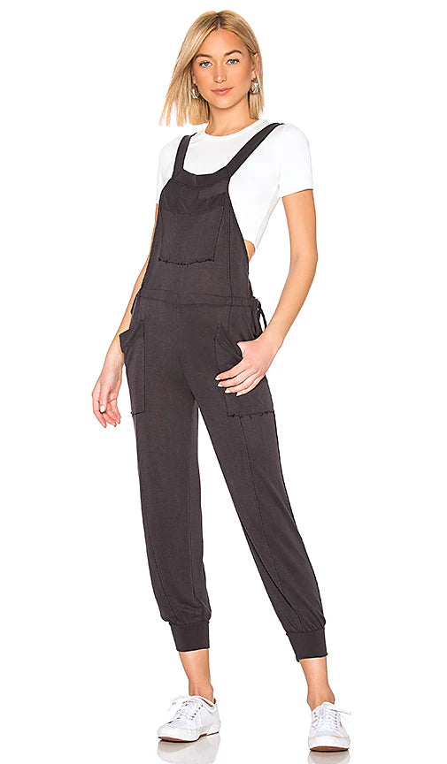 Free People Movement Jump Start Jumpsuit in Washed Black - Small