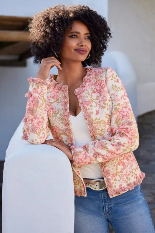 Boston Proper Pink Floral Blazer - 10