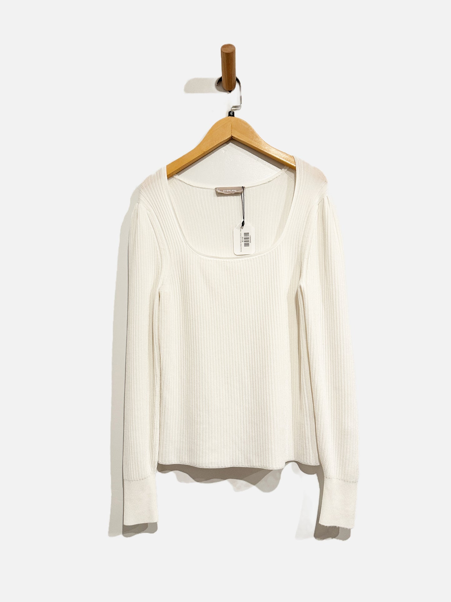 Everlane White Ribbed Long Sleeve - Medium