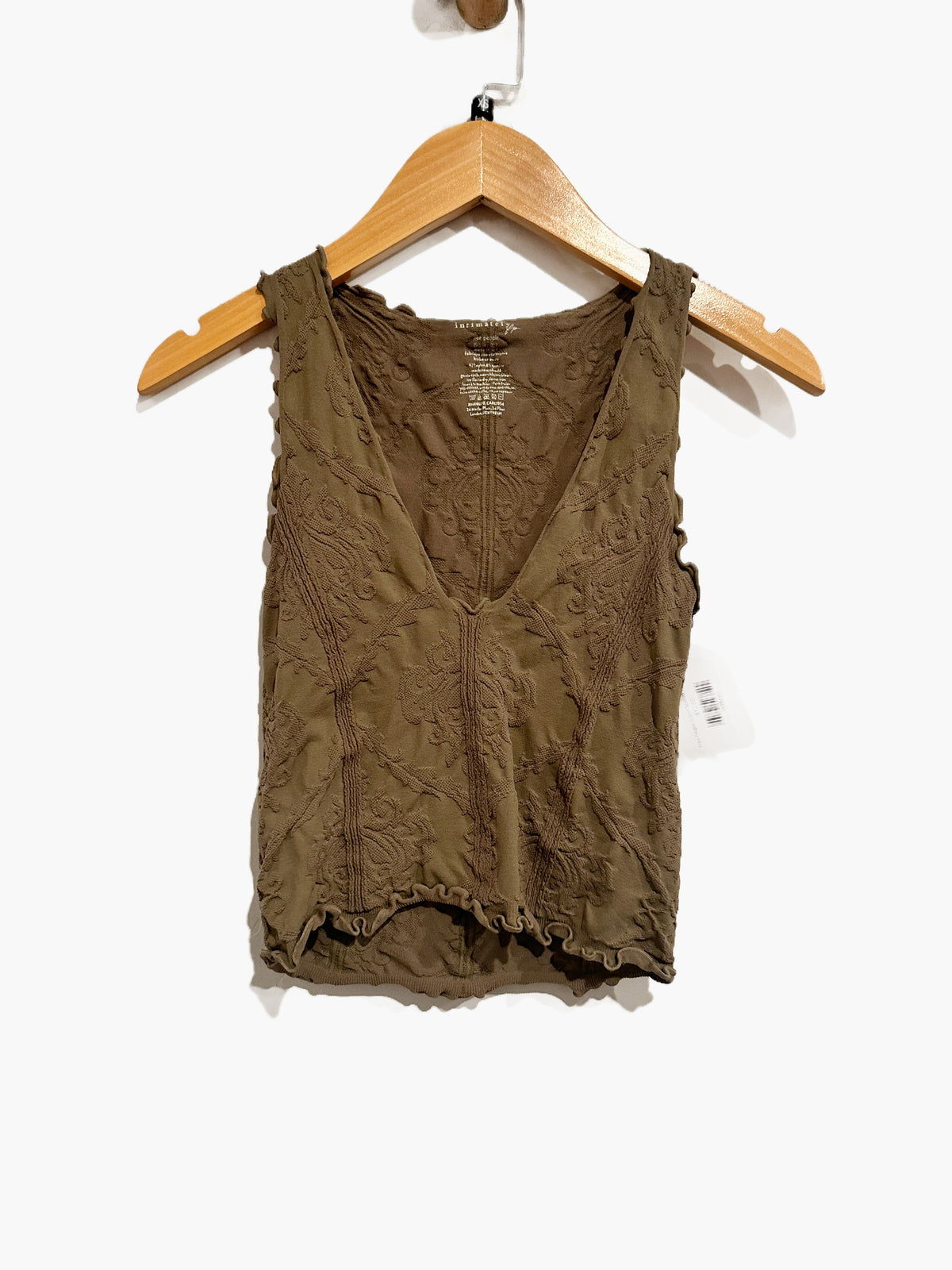Free People Green Lettuce Hem Tank - XS/S