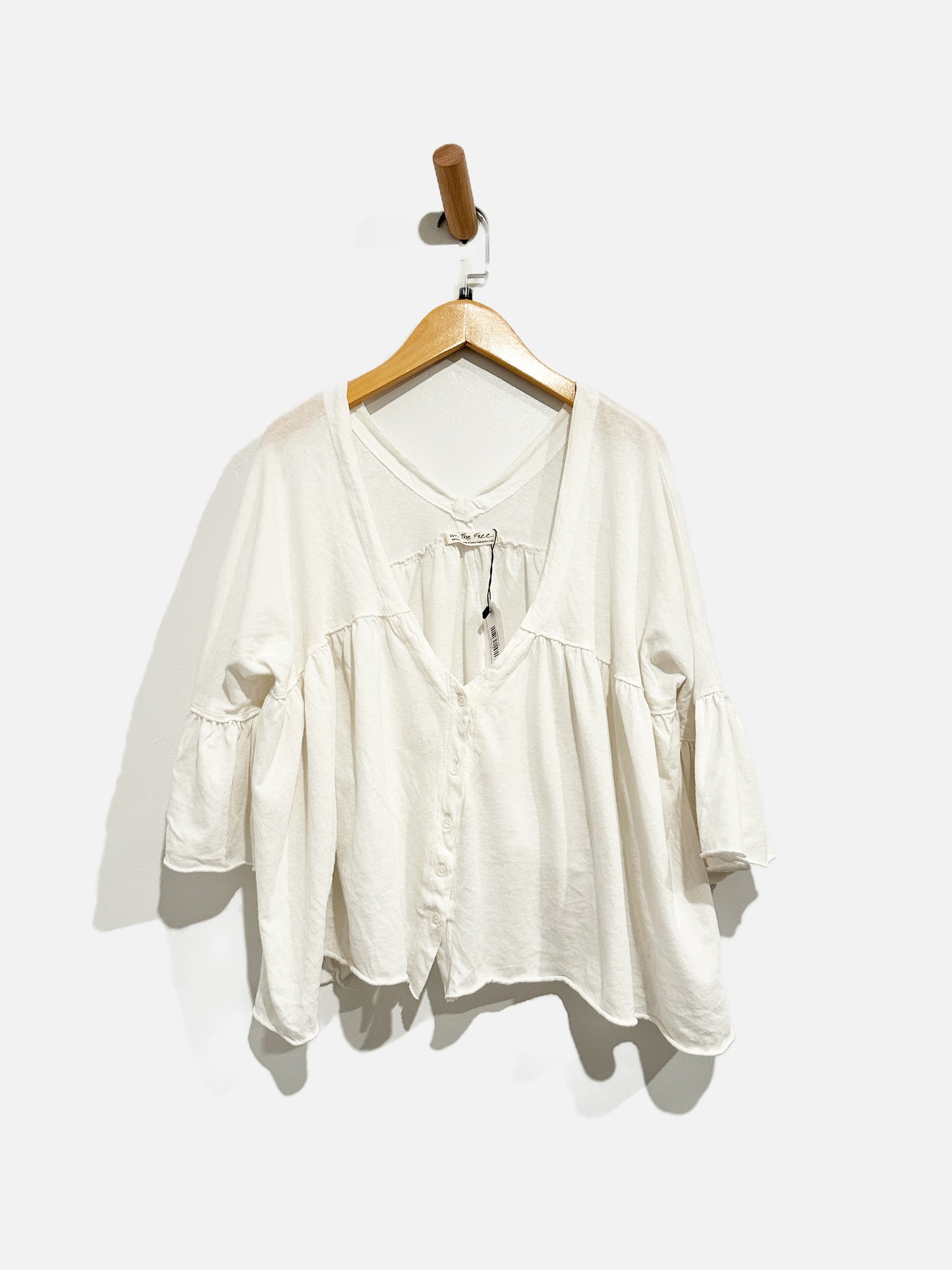 Free People White Button Front Top - Medium