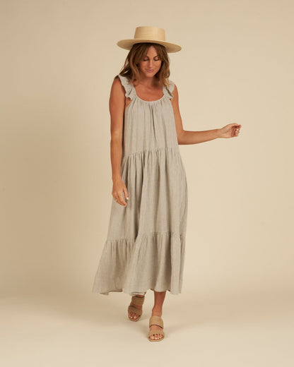 Rylee + Cru Green and White Gingham Midi Dress - Small