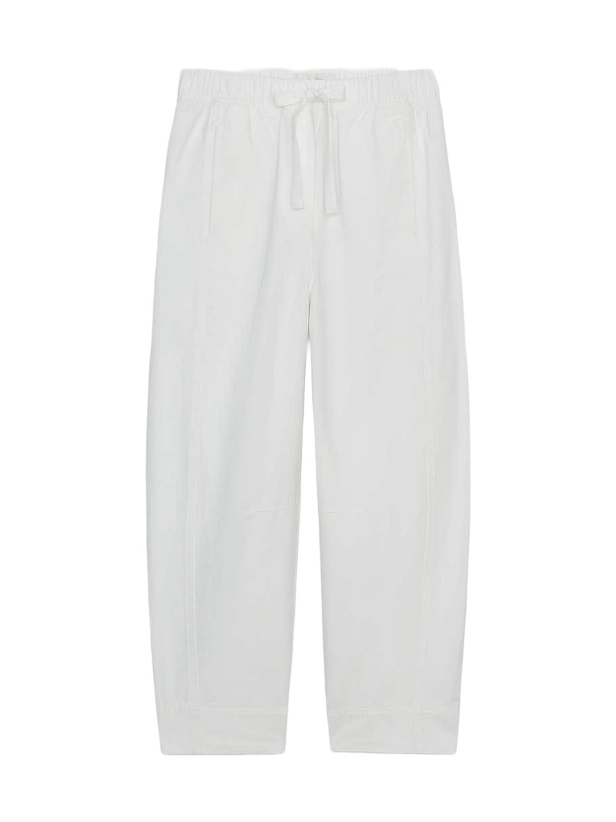 Zara White Elastic Waist Pants - Large