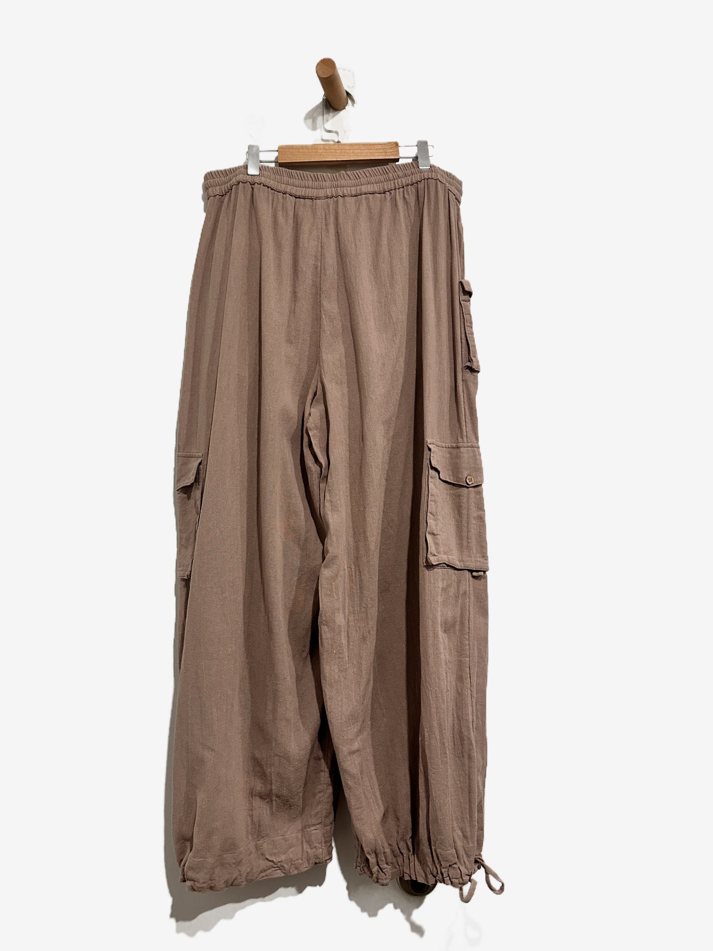 Free People Taupe Lightweight Cotton Pants - Medium