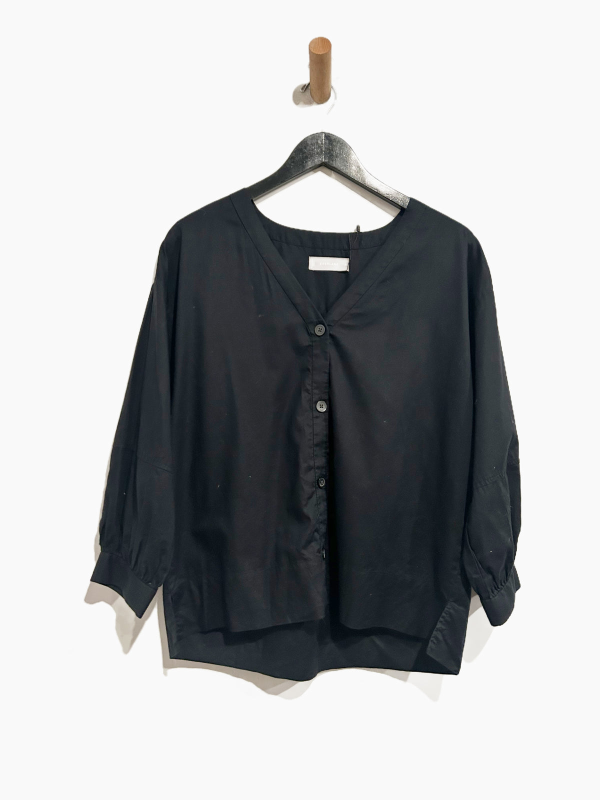 Everlane The Silky Cotton Lantern Top in Black - 6
