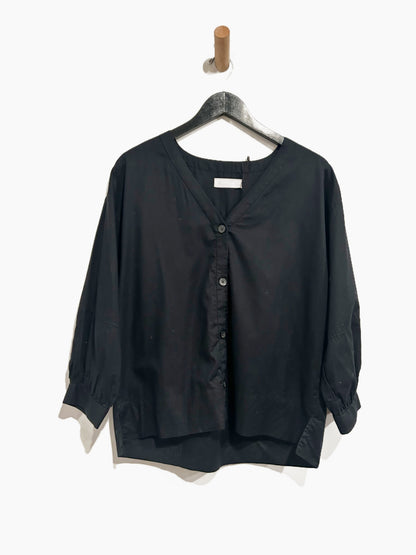 Everlane The Silky Cotton Lantern Top in Black - 6