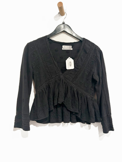Urban Outfitters Black Embroidered Top -XS