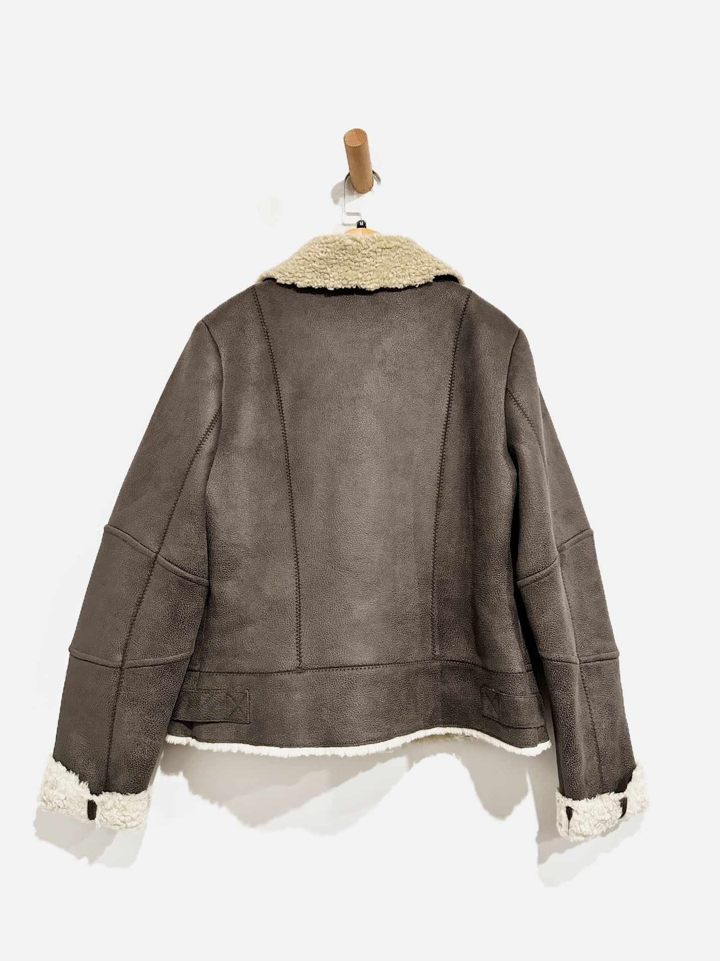 Lucky Brand Faux Leather Sherpa Lined Jacket - Medium