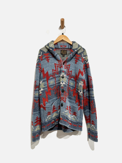 Lucky Brand Men’s Blue Aztec Printed Heavyweight Cardigan - Small