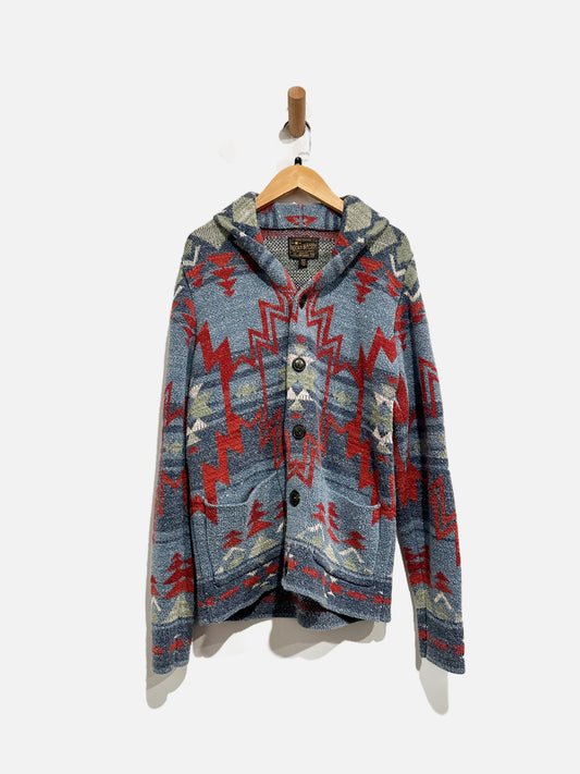 Lucky Brand Men’s Blue Aztec Printed Heavyweight Cardigan - Small