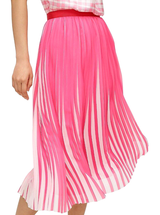 J.Crew NWT Pink/White Pleated Skirt - 14