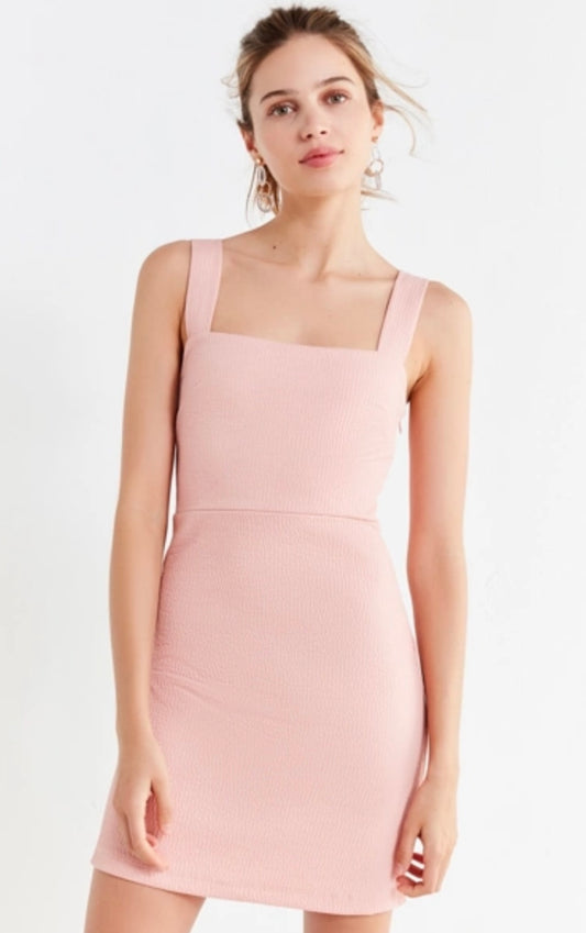 Urban Outfitters Pink Square Neck Mini Dress - Medium