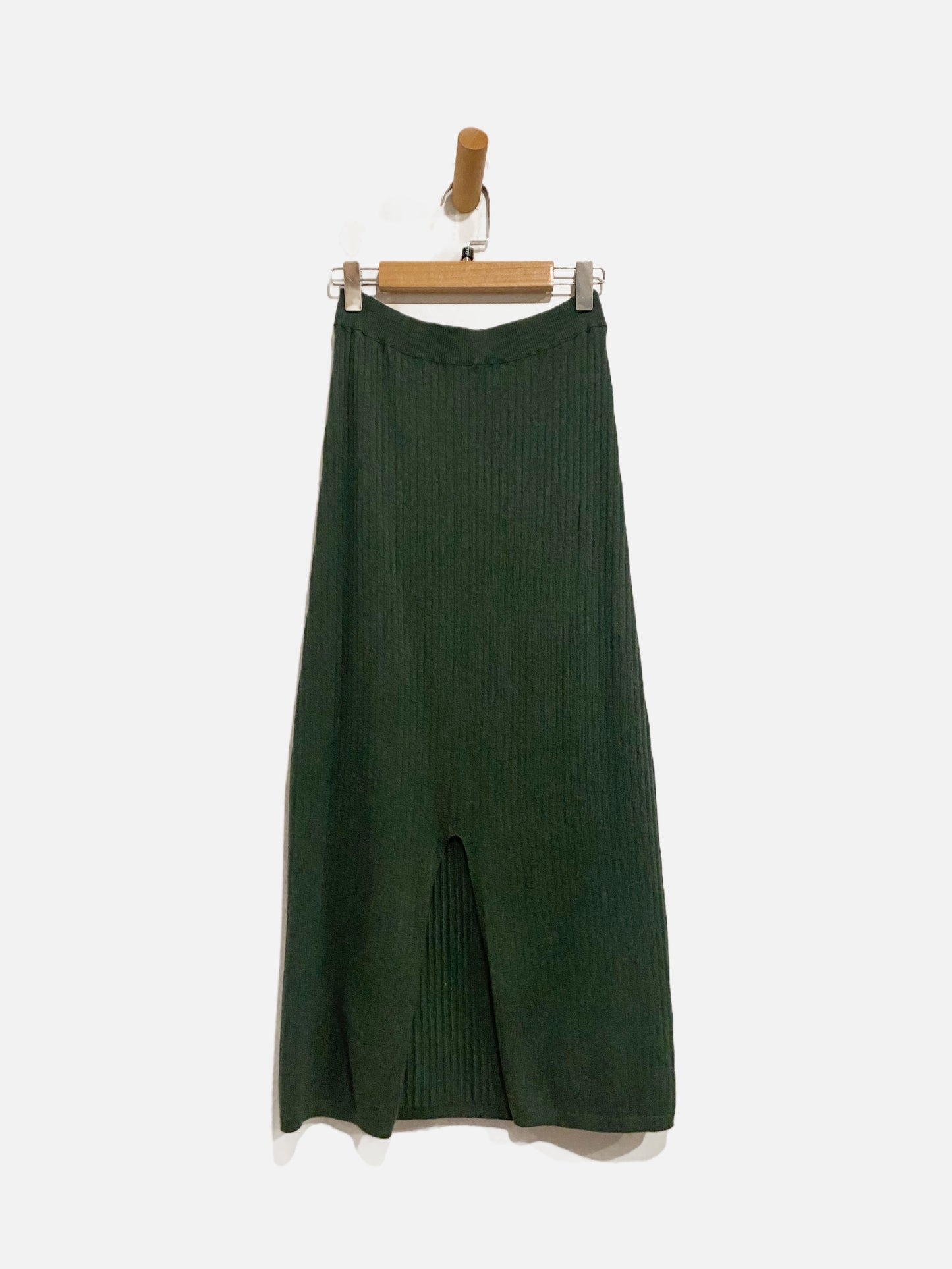 Free People Skyline Midi Green Ribbed Skirt - Small