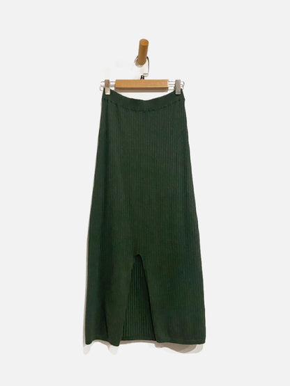Free People Skyline Midi Green Ribbed Skirt - Small