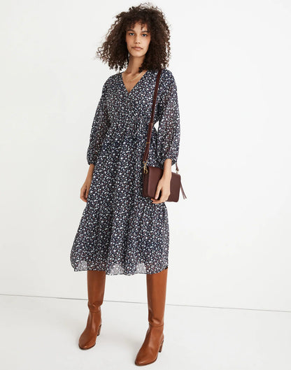 Madewell Navy Floral Midi Dress - XS