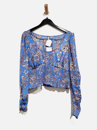 Free People Santiago Printed Blouse in Bluebell Combo - Large