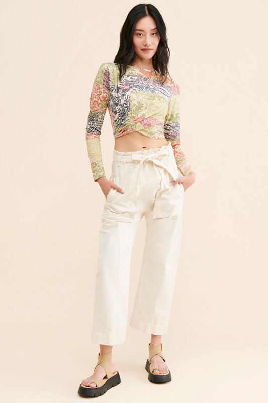 Anthropologie Daily Practice Green Print LS - XXS